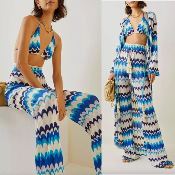 Alexis Blue and White Wide Leg Pants - Picture 5 of 11